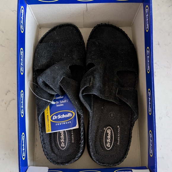 Dr. Scholl's Shoes - Dr Scholl's Black Leather Sandals NWT